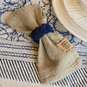 Napkin Ring Corded Design - Blue Set of 4