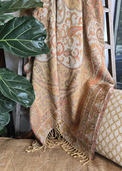 Pure Wool Fringed Throw Paisley