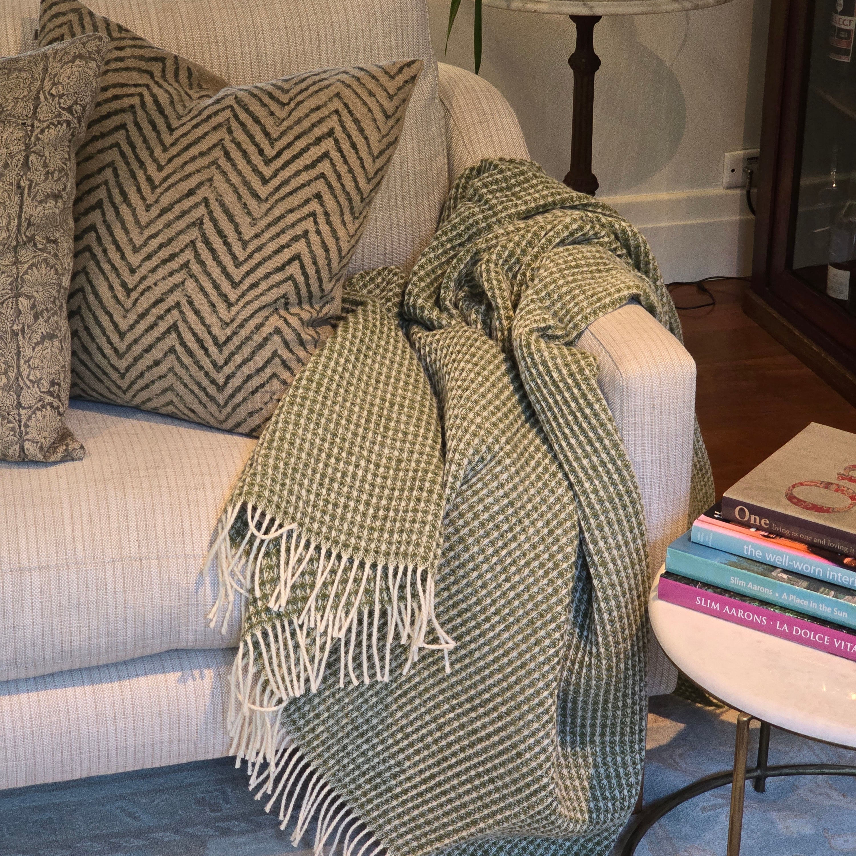 Waffle Pure Wool Fringed Throw