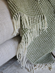 Waffle Pure Wool Fringed Throw