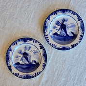 Pair of Vintage Delftware Dutch Windmill Wall Plates