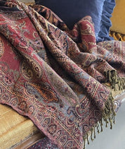 Pure Wool Fringed Throw Paisley