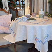 Vintage Linen Tablecloth - Hand Embroidered