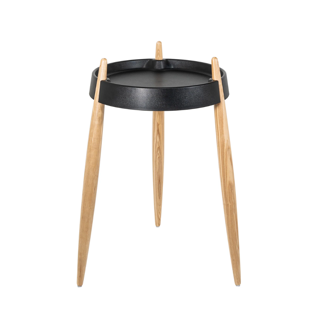 LIOLA Side Table - Black with Natural Ash Timber Legs