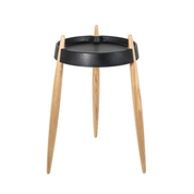 LIOLA Side Table - Black with Natural Ash Timber Legs