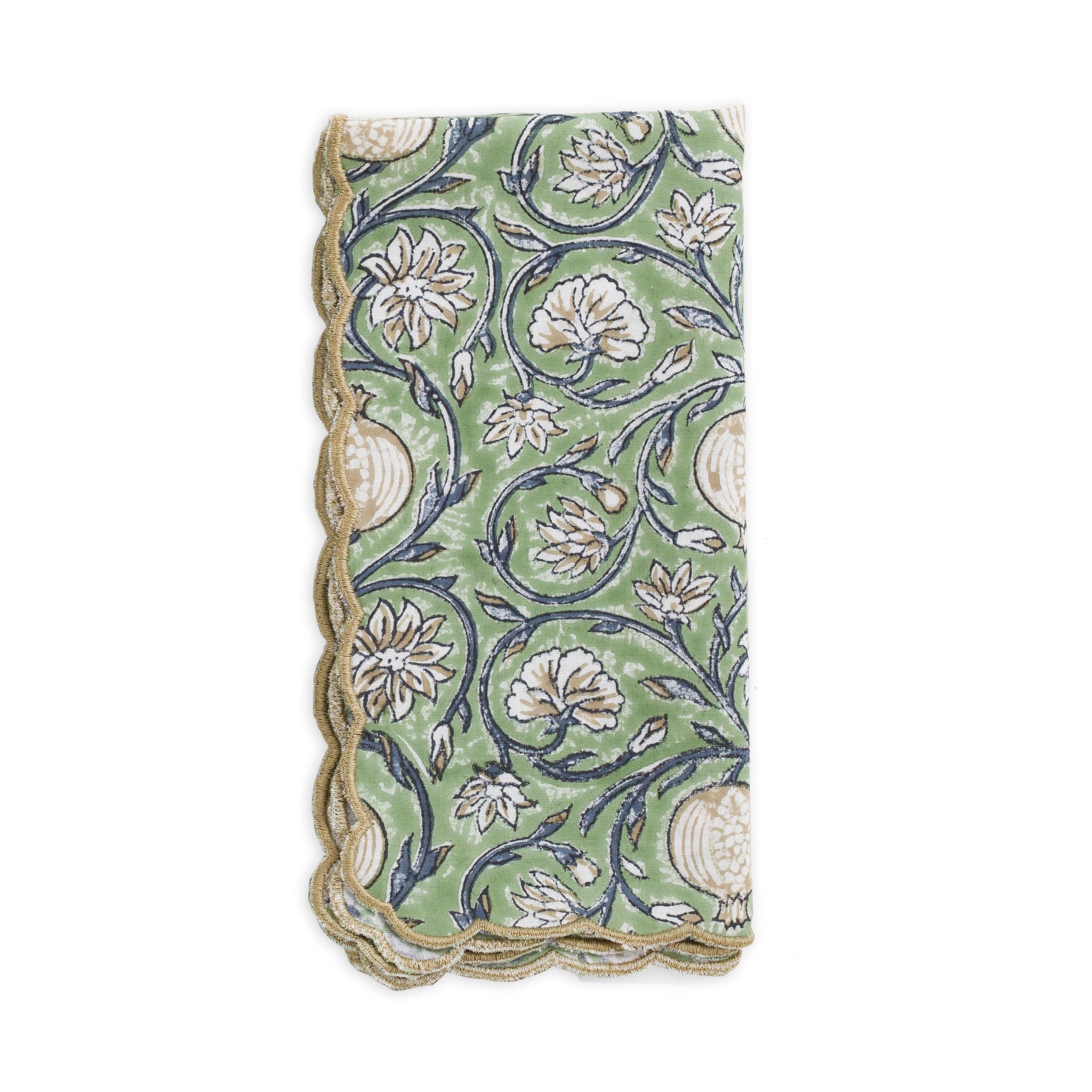 Cotton Napkin Embroidered Scallop Edge Tangier Pomegranate