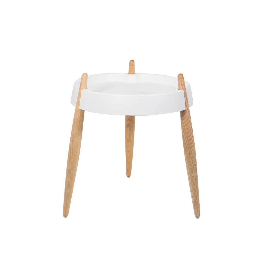 LIOLA Side Table - White with Natural Ash Timber Legs