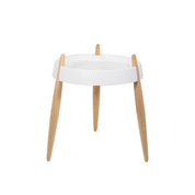 LIOLA Side Table - White with Natural Ash Timber Legs