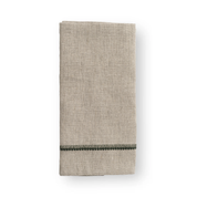 Deluxe Linen Napkin with Embroidered Edge - Moss