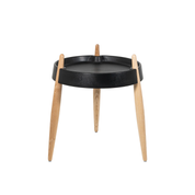 LIOLA Side Table - Black with Natural Ash Timber Legs