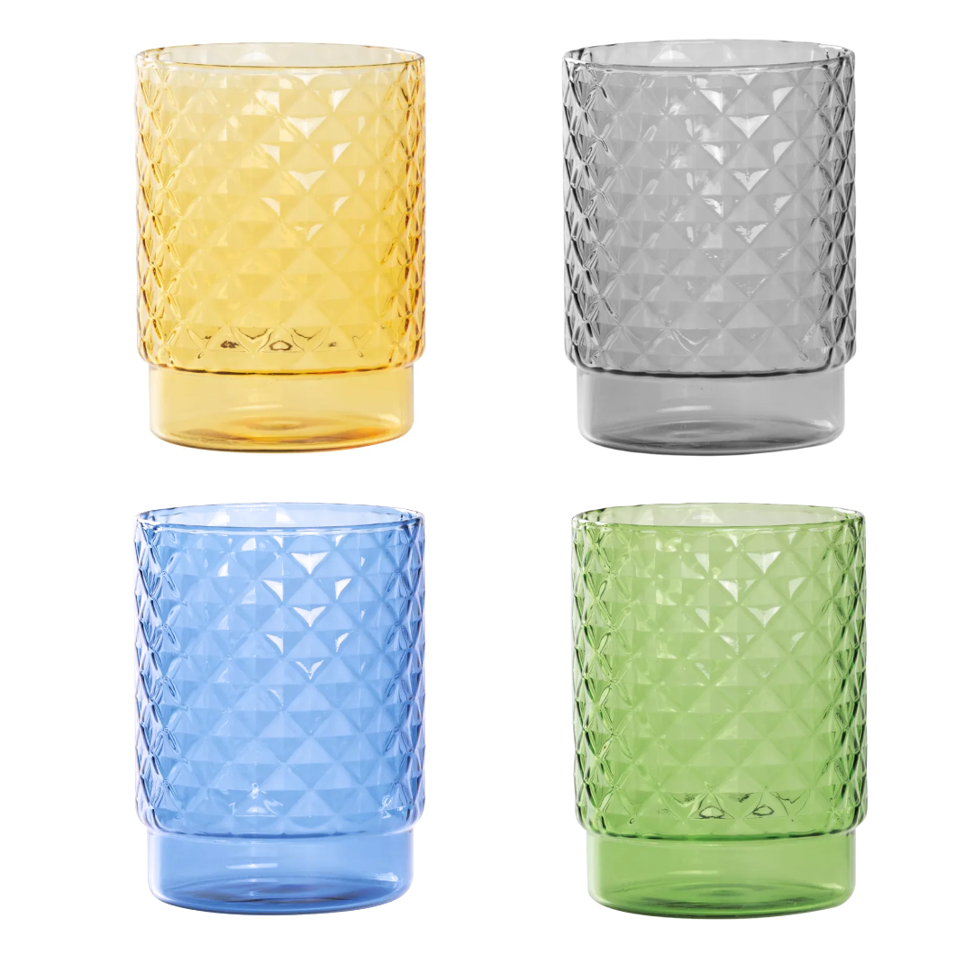 ISOLANO Handmade Coloured Stackable Tumbler Set of 4