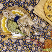 Cotton Tablecloth Tangier Pomegranate - Dark Blue & Ochre