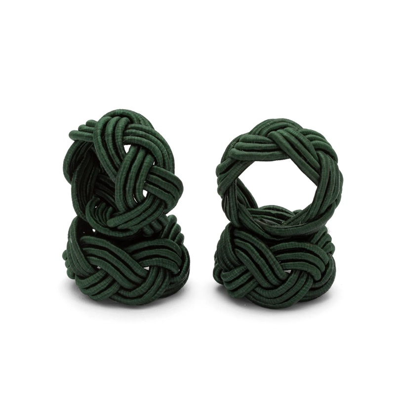 Napkin Ring Corded Design - Green Set of 4