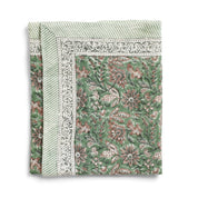 Linen Tablecloth Indian Summer Design - Green/Rose