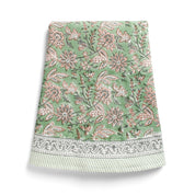 Cotton Tablecloth Indian Summer Design - Green/Rose