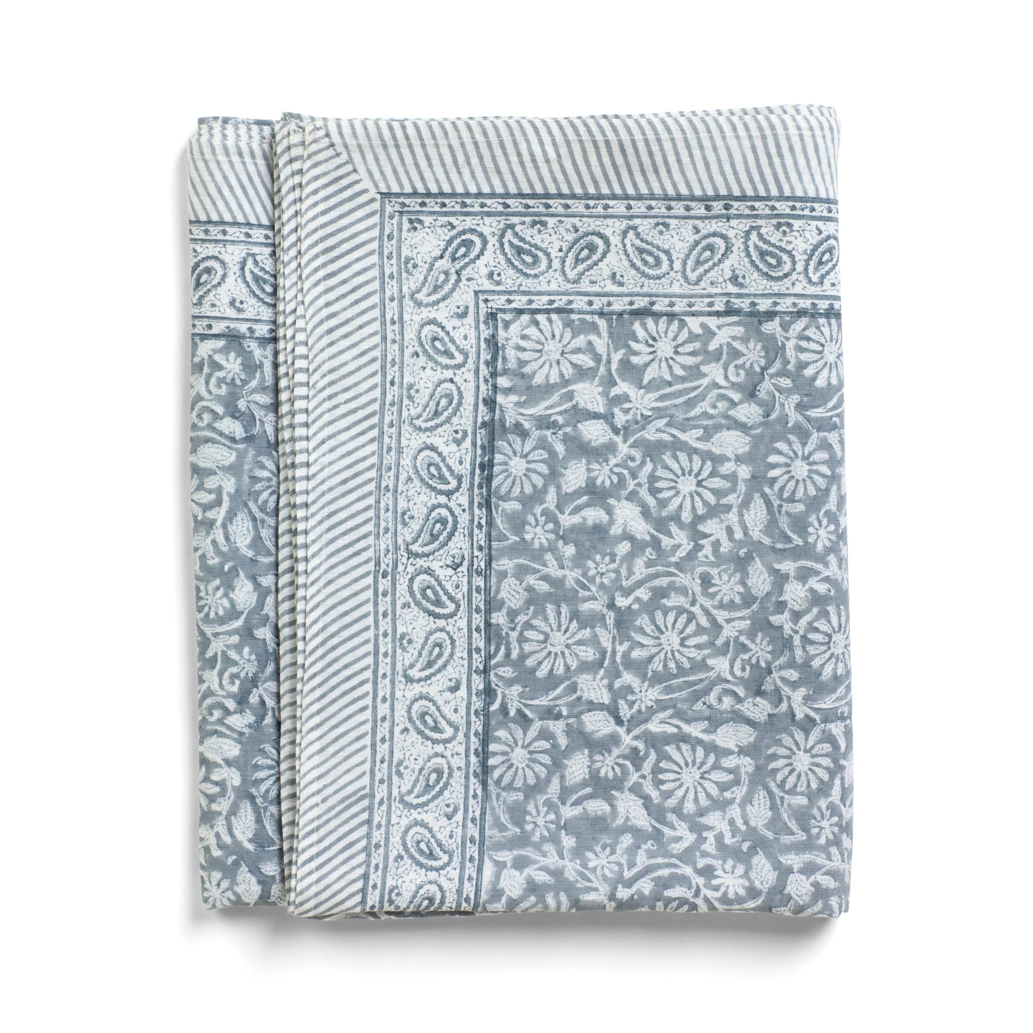 Linen Tablecloth Margerita Design - Cashmere Blue