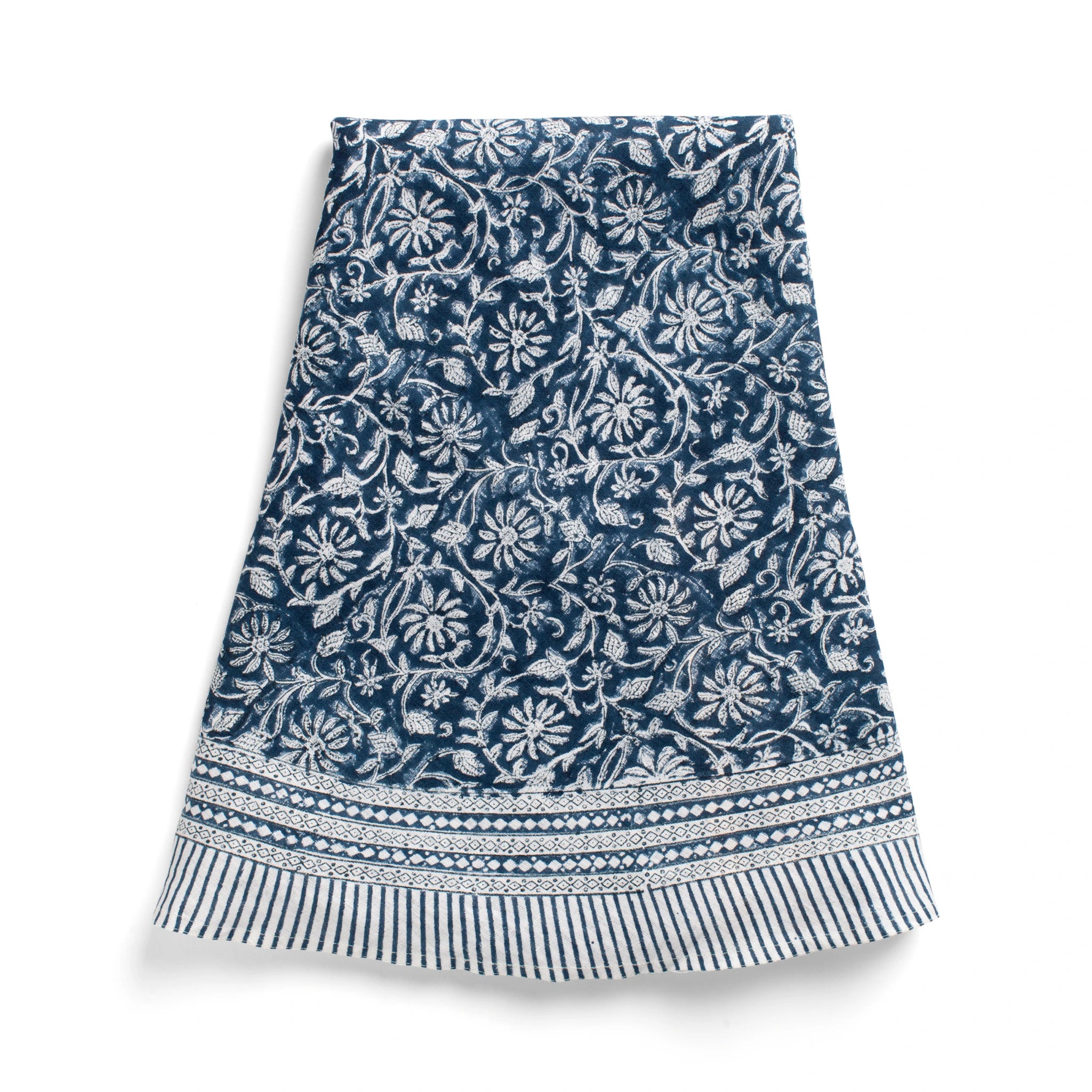 Linen Tablecloth Margerita Design - Navy Blue