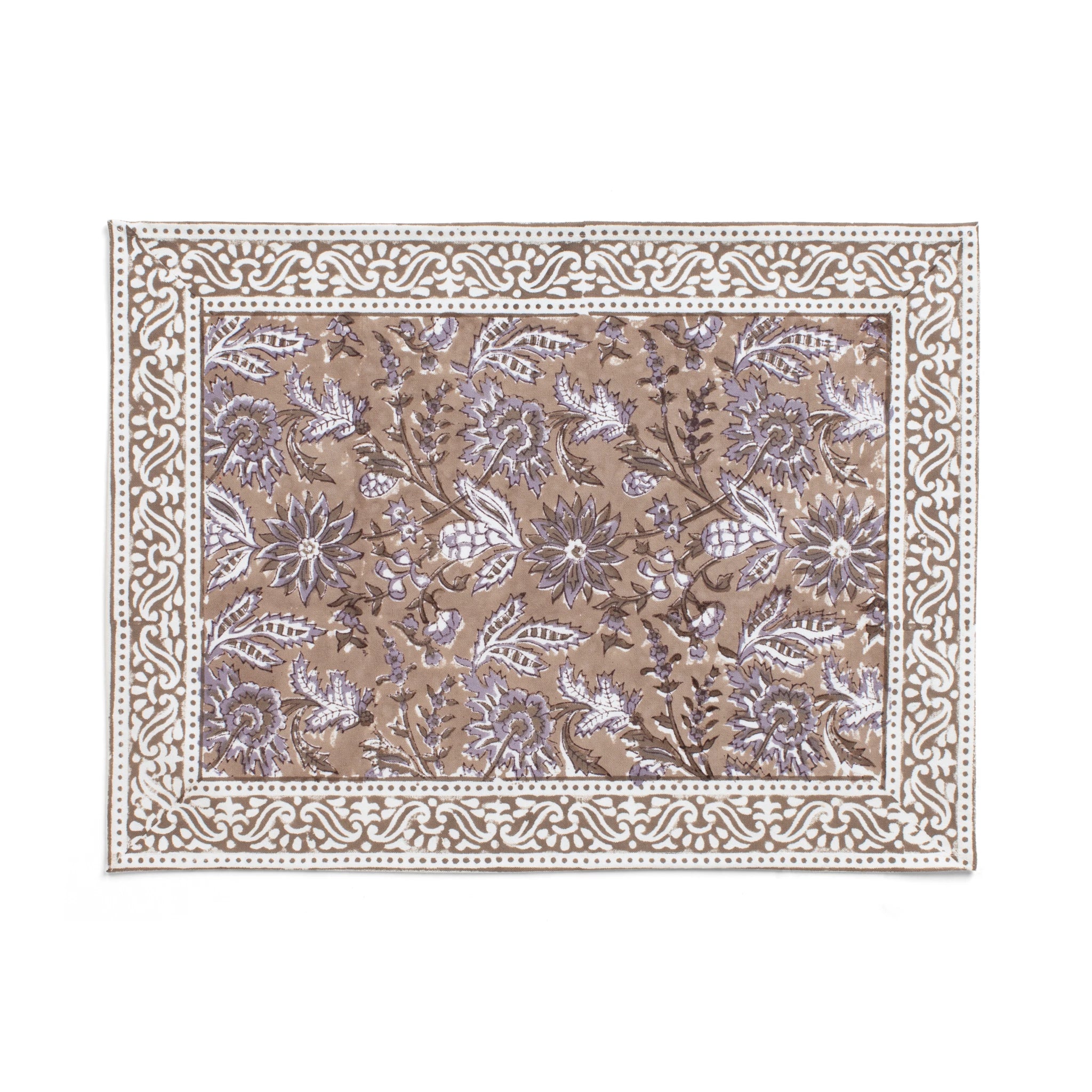 Cotton Placemat Indian Summer - Beige/Lavender