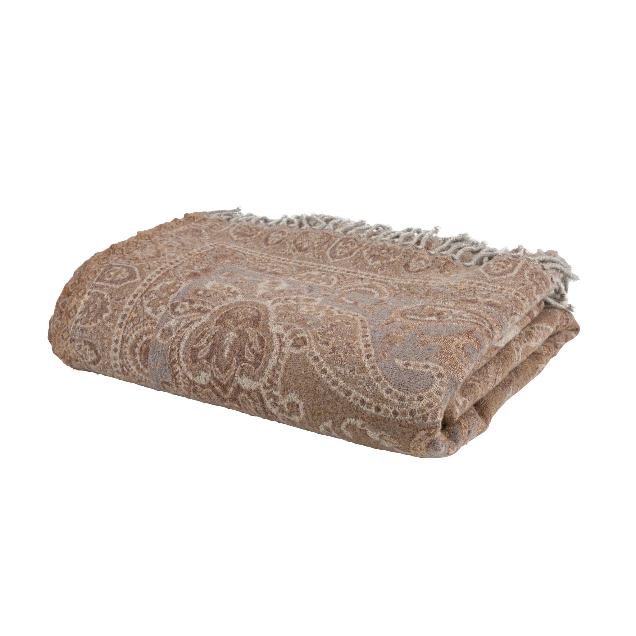 Pure Wool Fringed Throw Paisley
