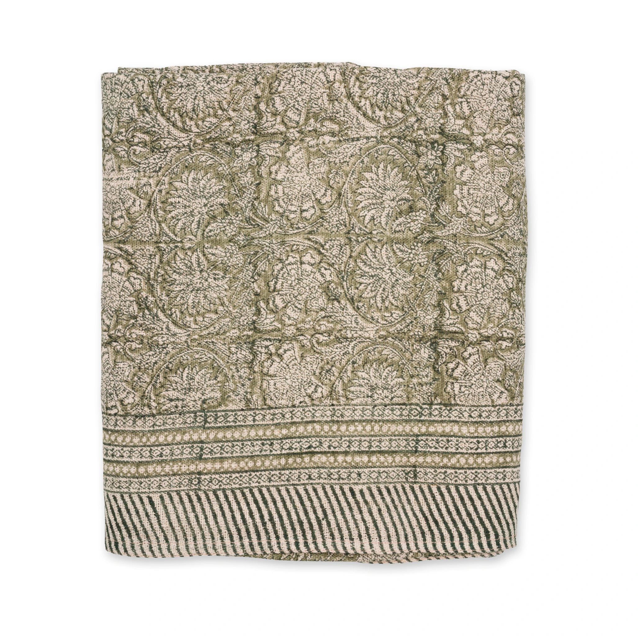 Linen Tablecloth Paradise Design - Green