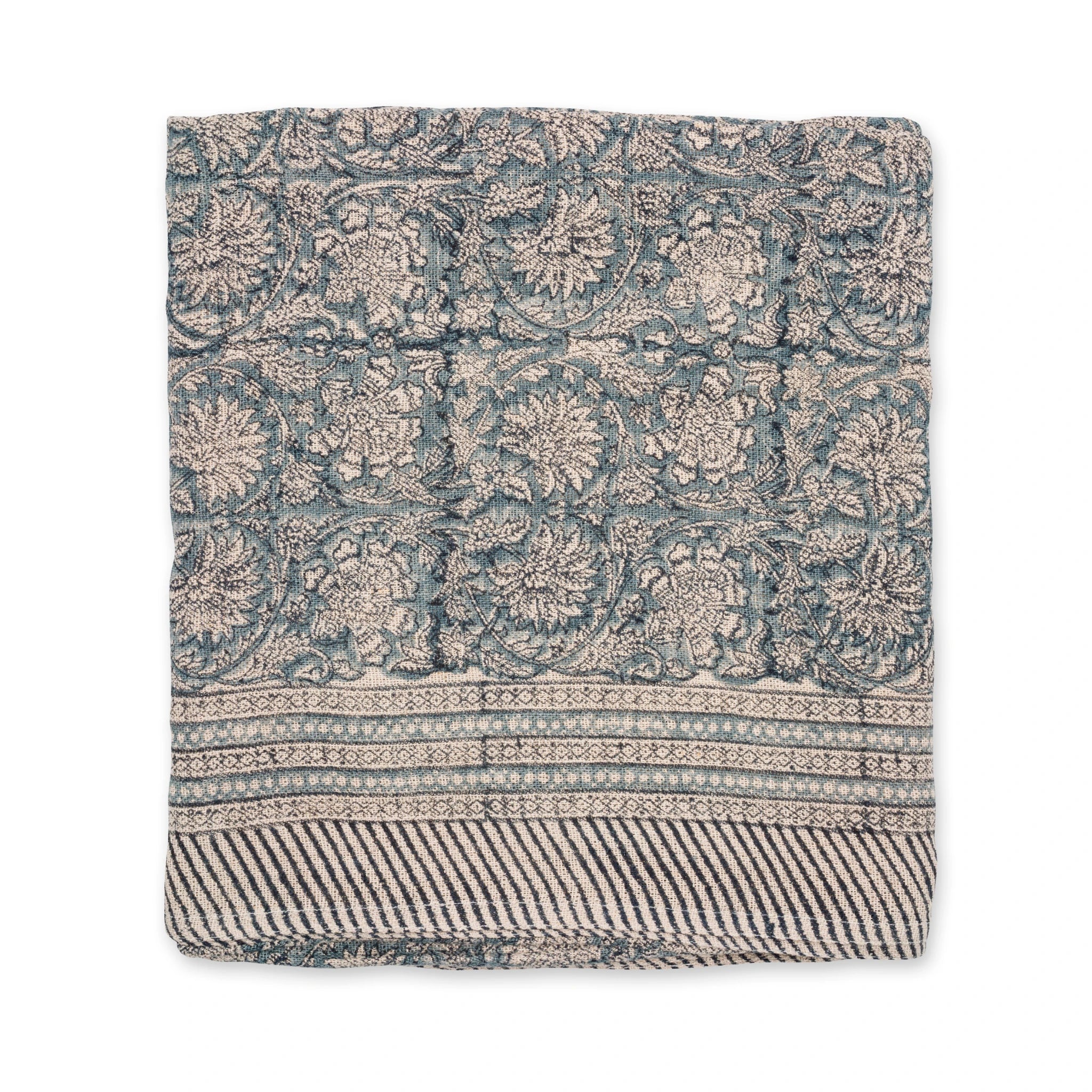 Linen Tablecloth Paradise Design - Blue