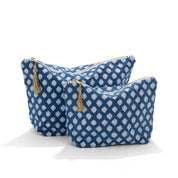 Cotton Toiletry Bag Medallion Design - Navy Blue