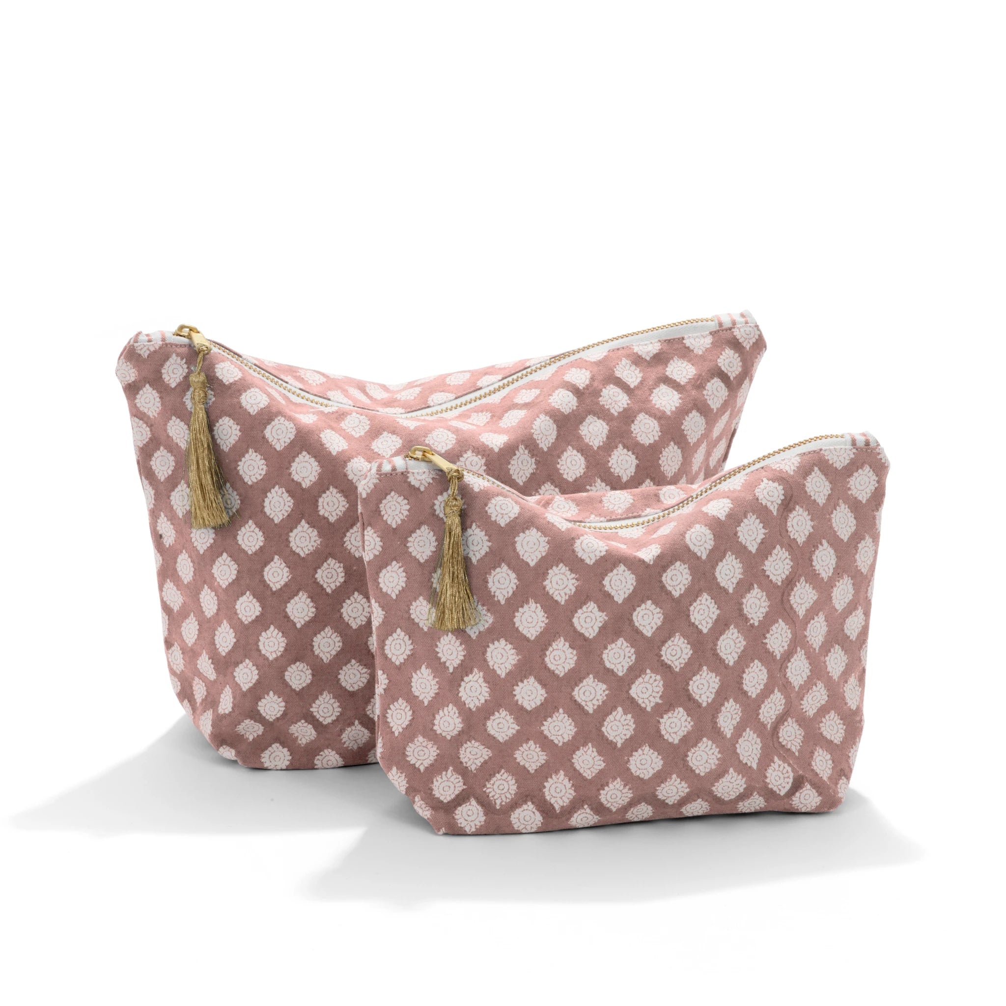 Cotton Toiletry Bag Medallion Design - Fuchsia Rose