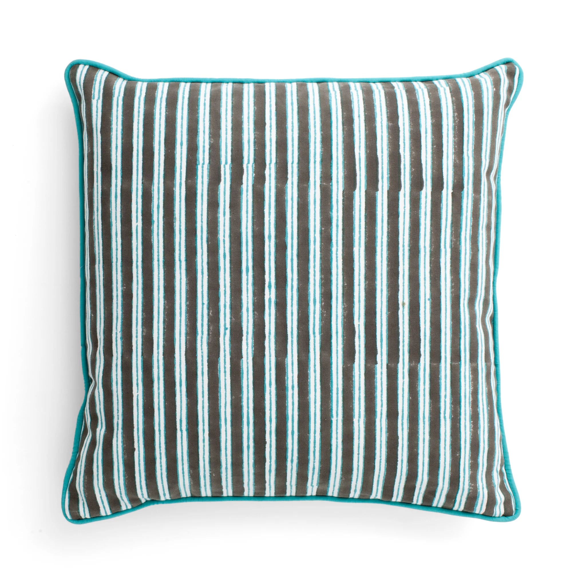 Cotton Cushion Cover Stripe Design - Turquoise