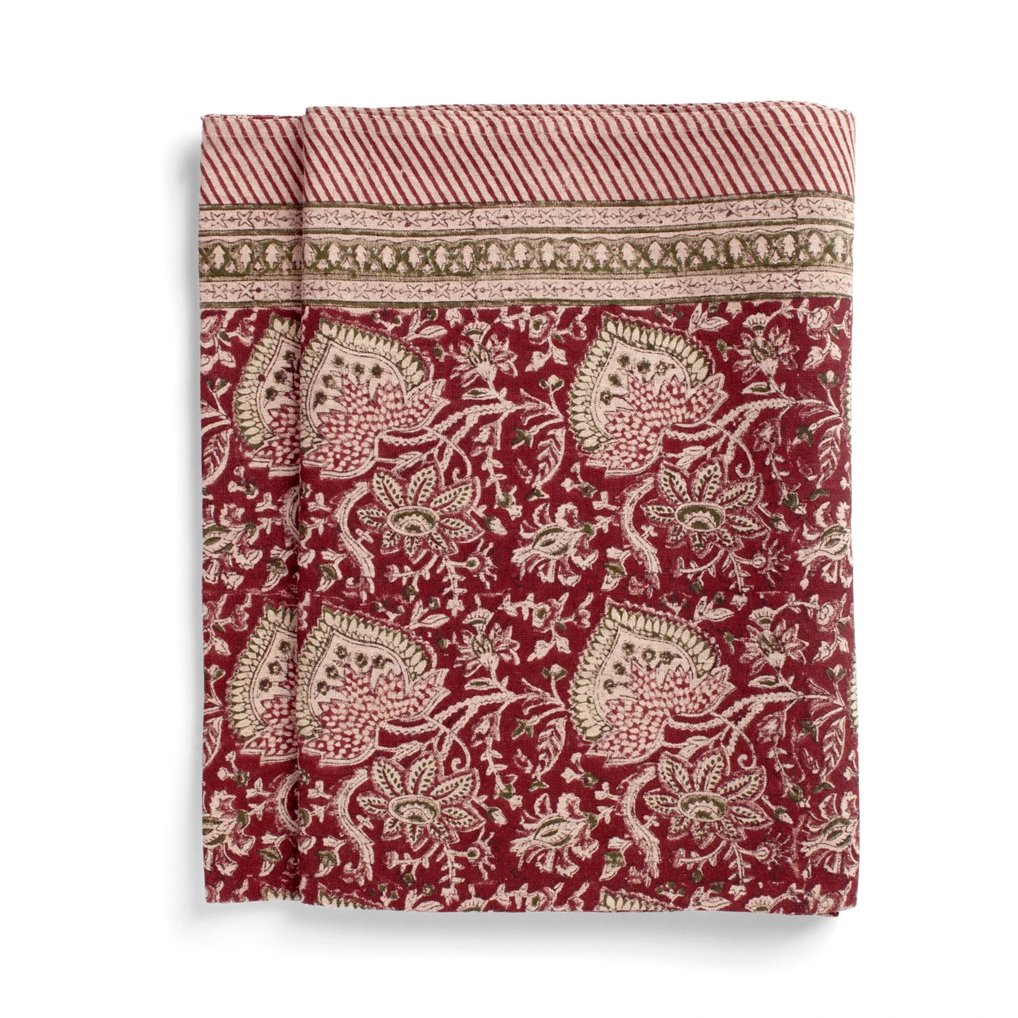 Linen Tablecloth Oriental Design - Red