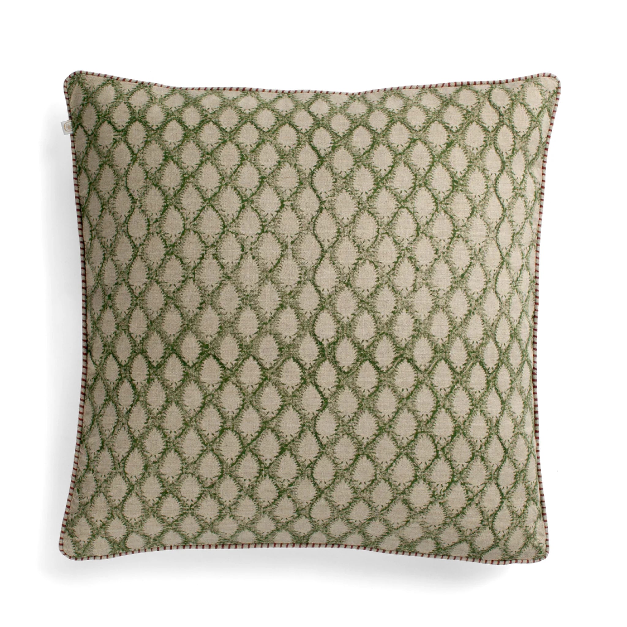 Linen Cushion Cover Cypress Design - Green