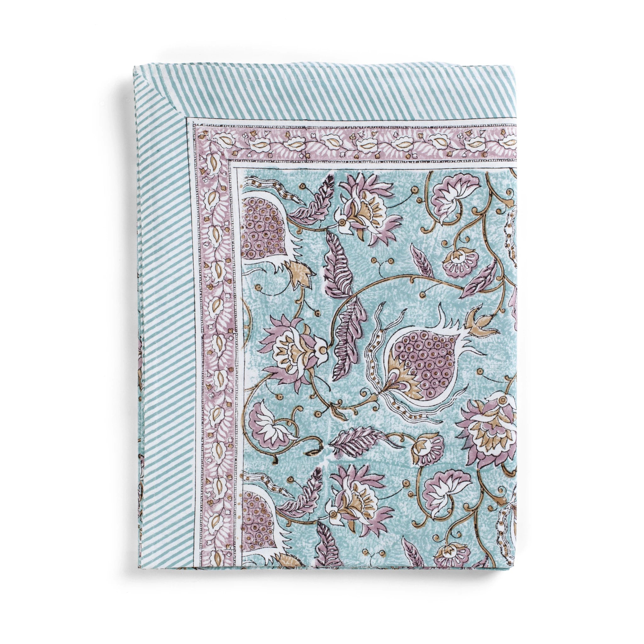 Cotton Tablecloth Pomegranate Design - Turquoise