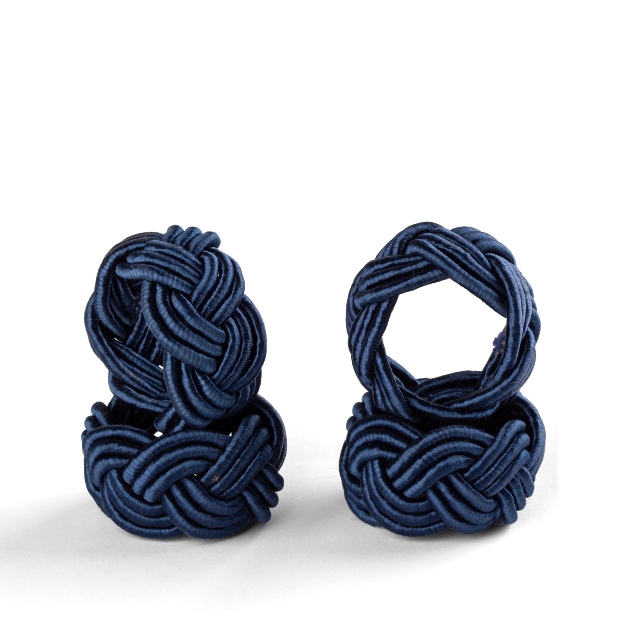 Napkin Ring Corded Design - Navy Blue Set of 4