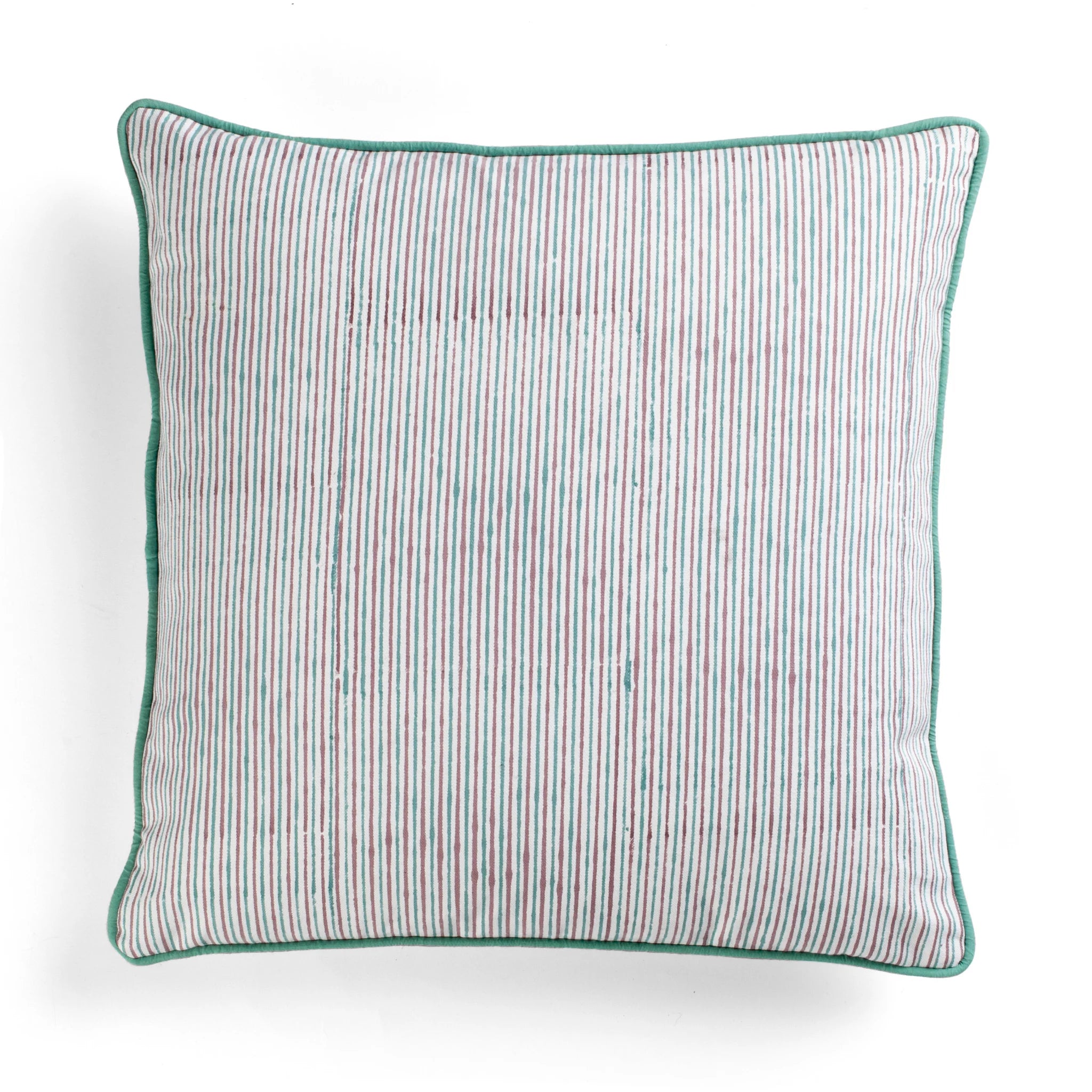 Cotton Cushion Cover Multi Stripe Design - Turquoise