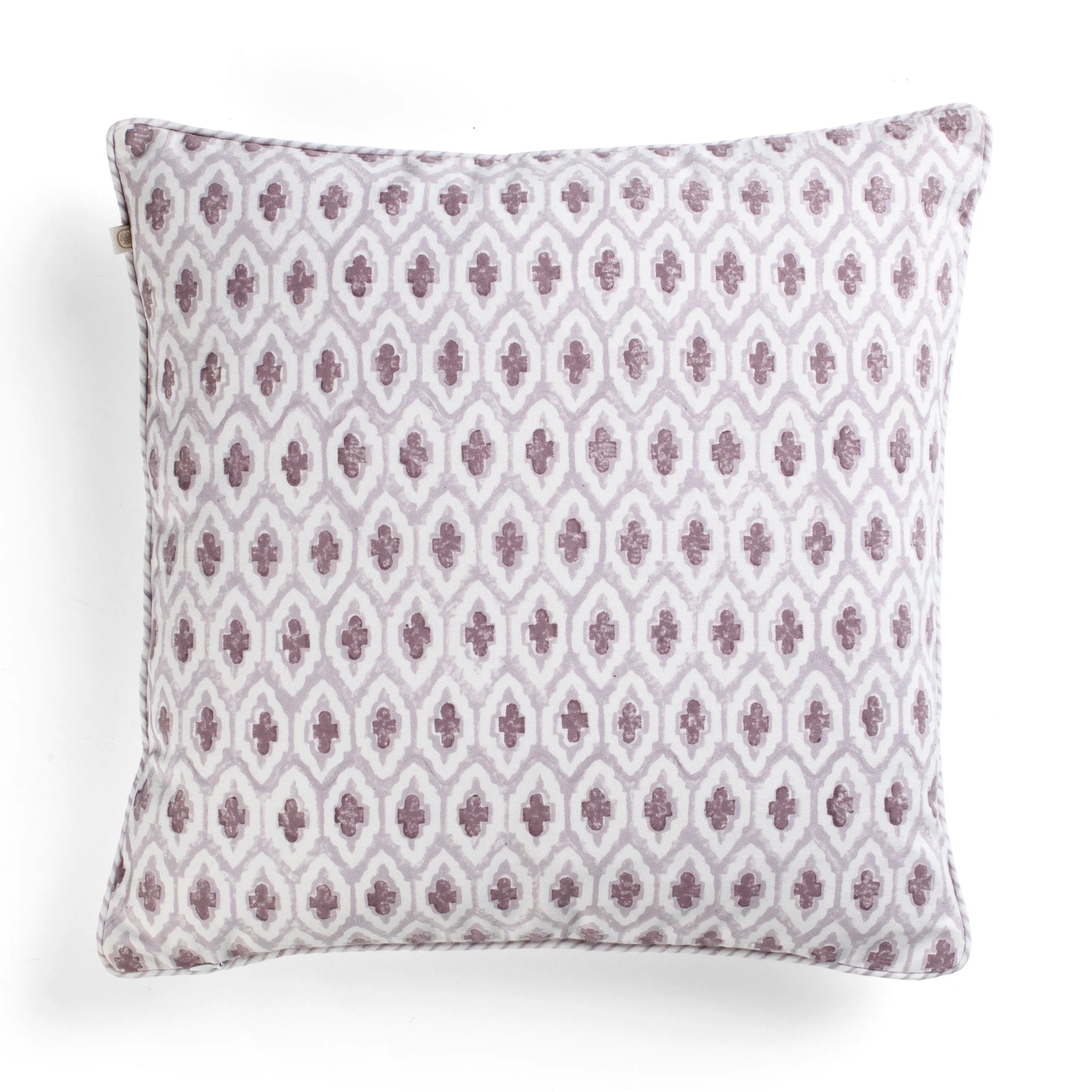 Cotton Cushion Cover Cross Design - Lilac