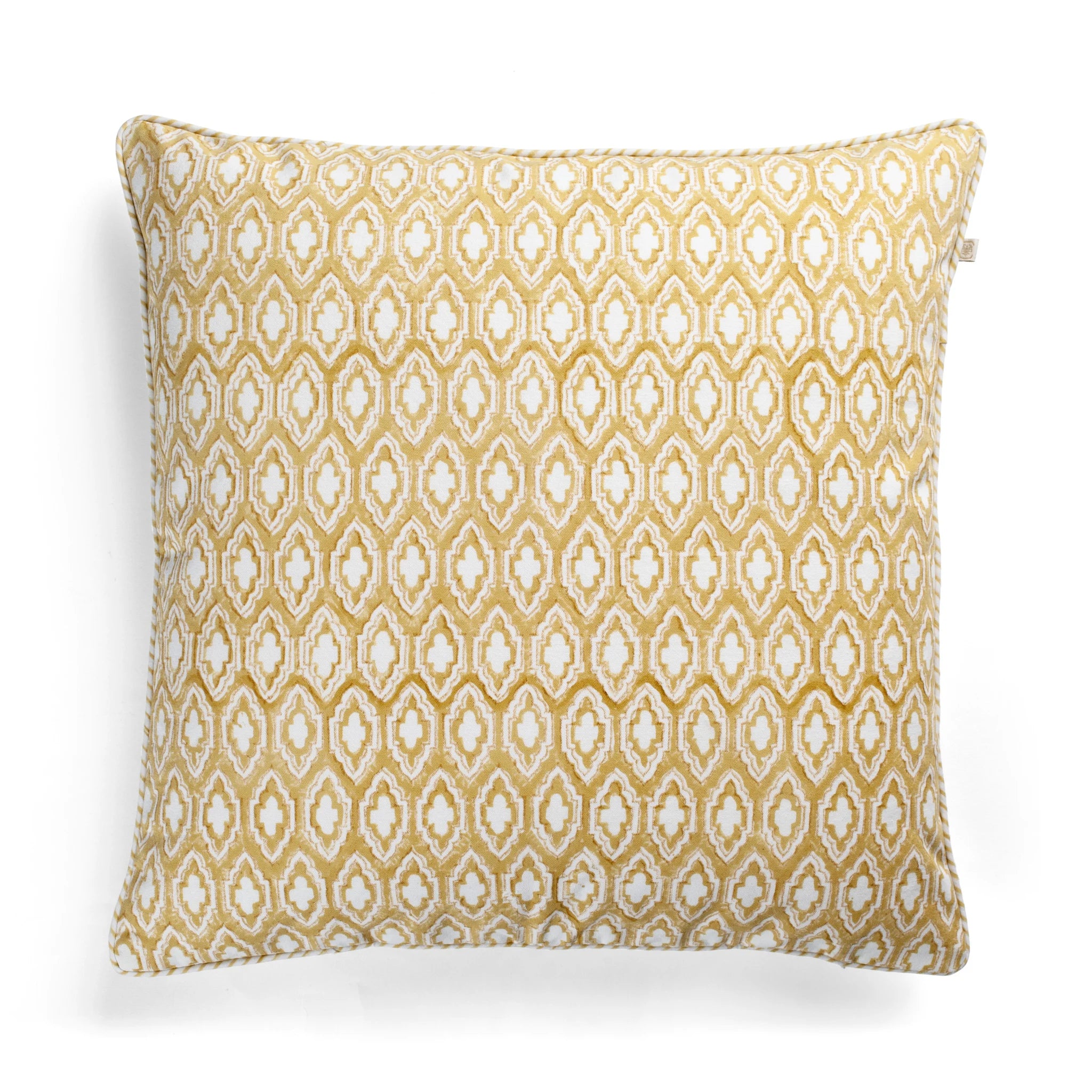 Cotton Cushion Cover Cross Design - Yellow Olive