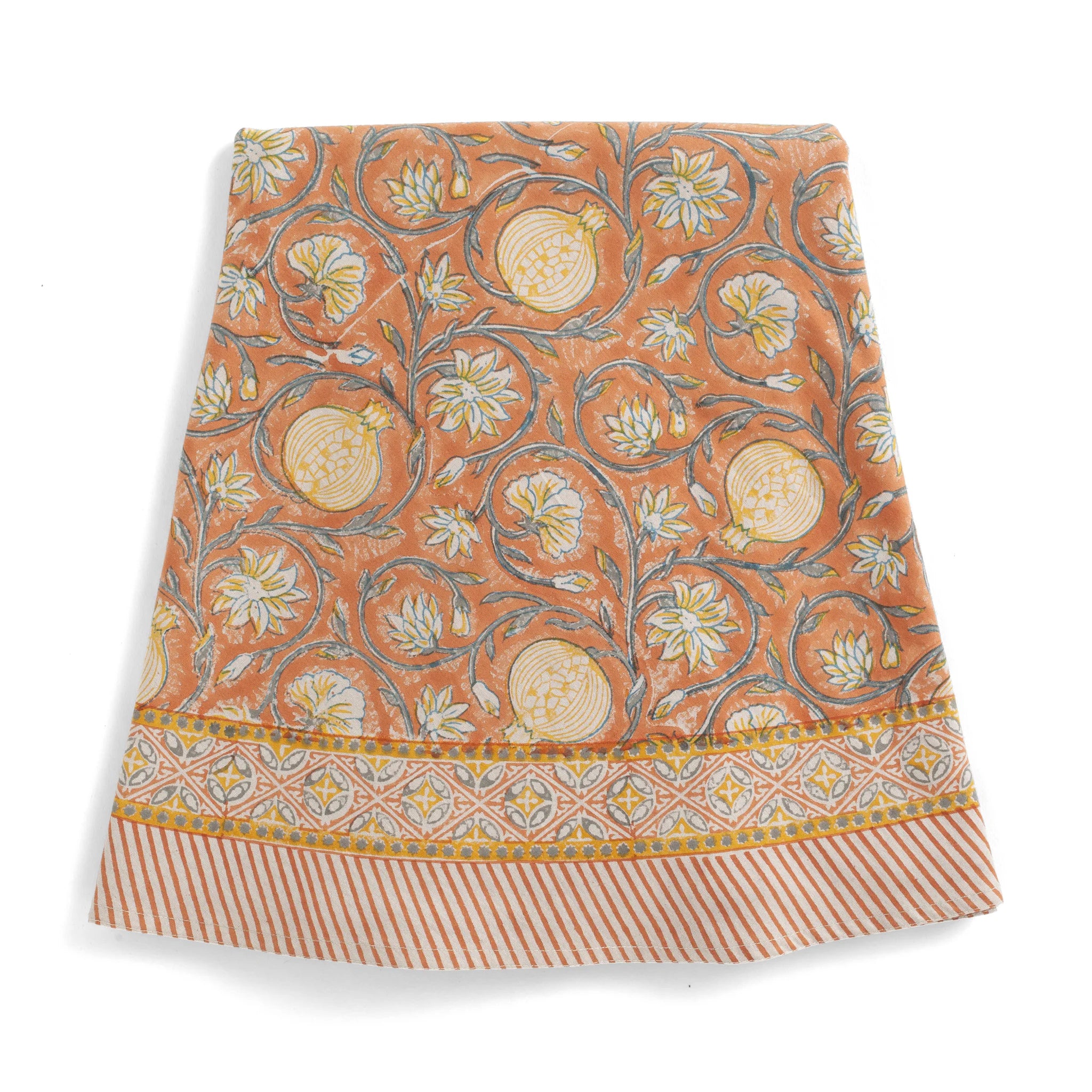 Cotton Tablecloth Tangier Pomegranate - Rust & Grey
