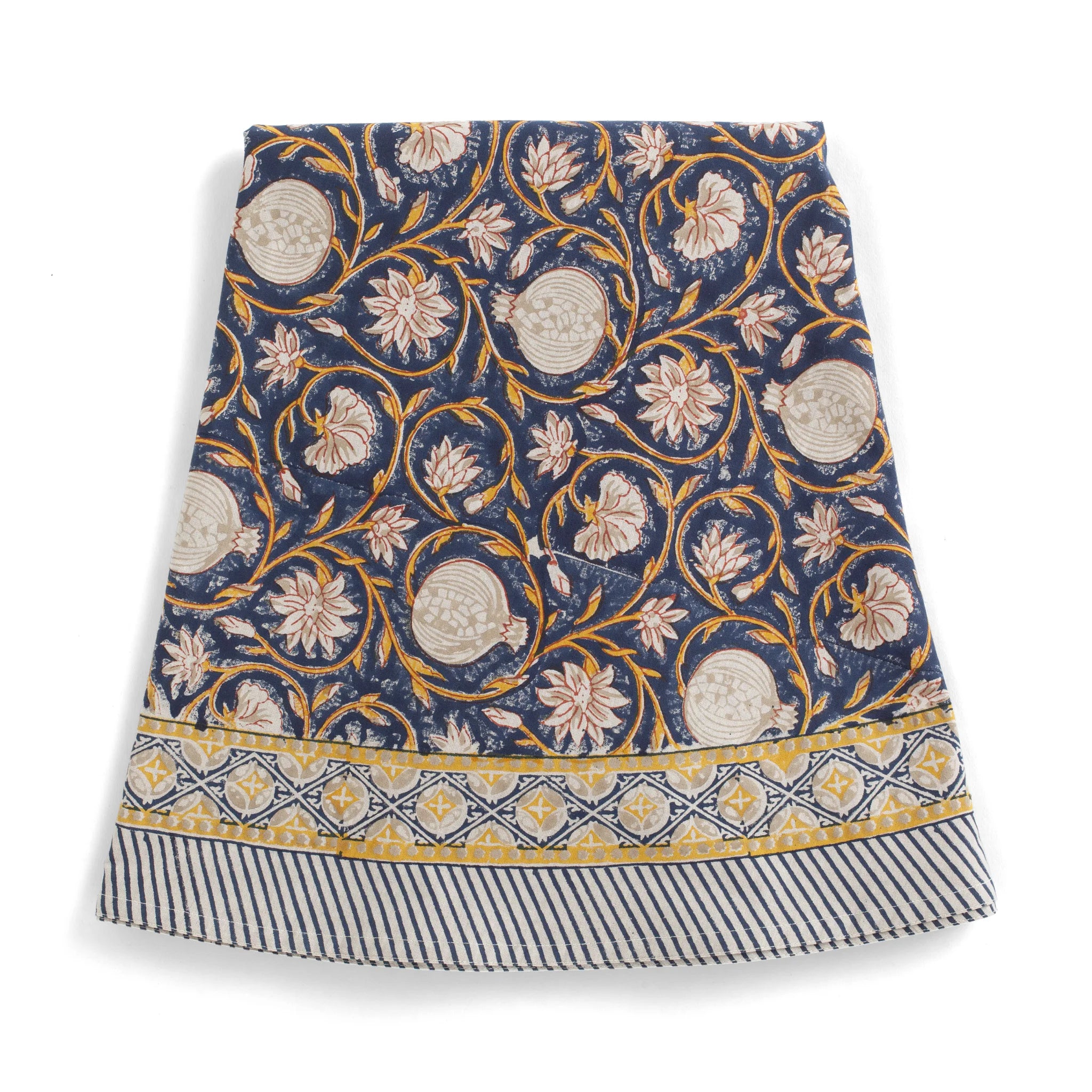 Cotton Tablecloth Tangier Pomegranate - Dark Blue & Ochre