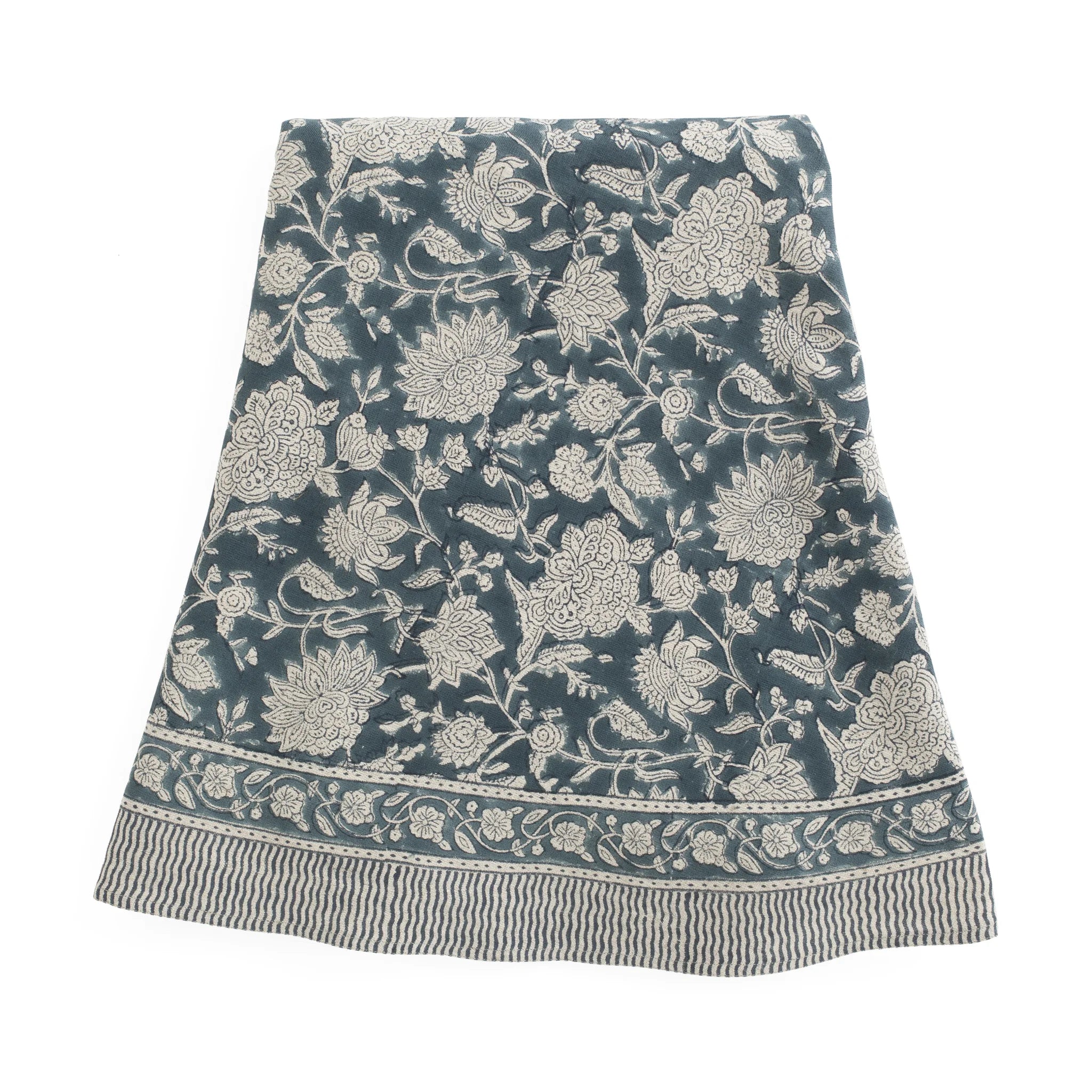 Linen Tablecloth Indian Rose - Denim Blue