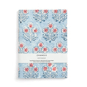 Hand block printed notebook - Blue/Red