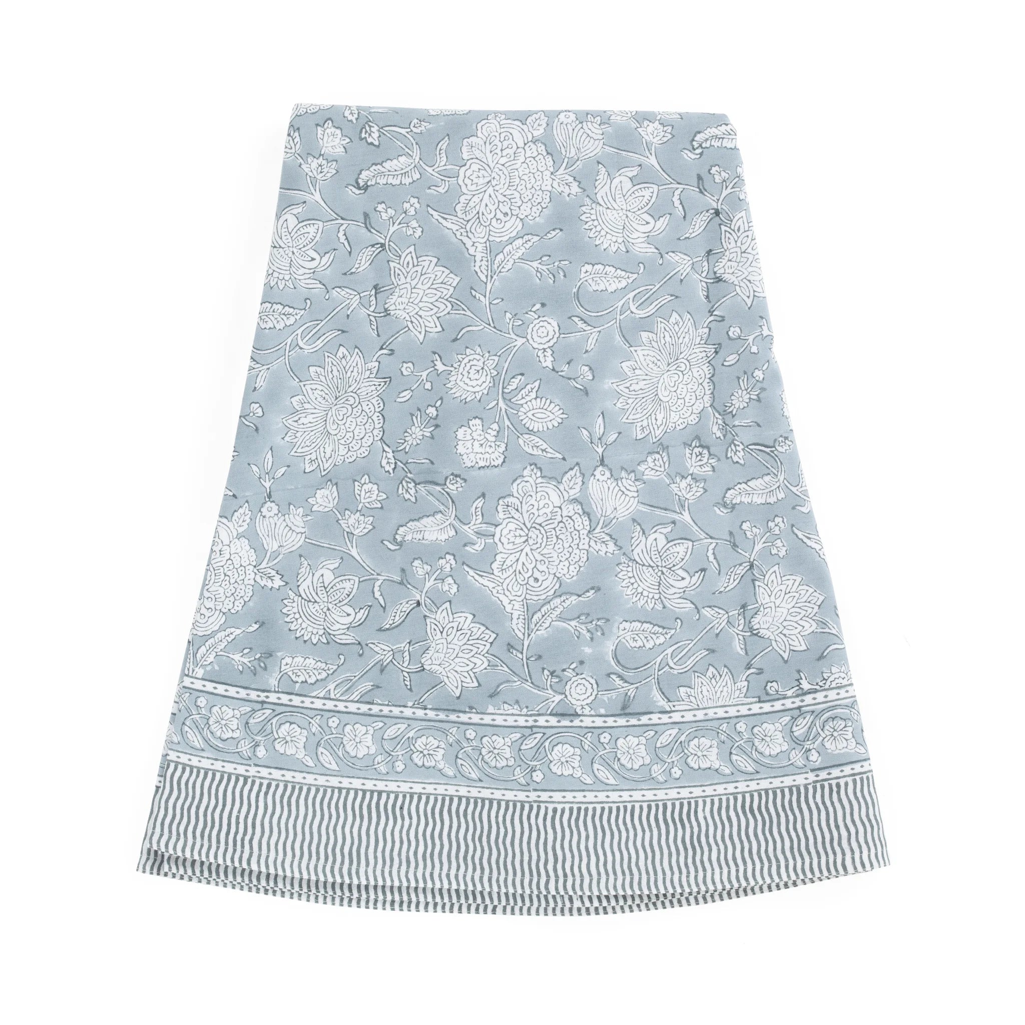 Cotton Tablecloth Indian Rose - Dusty Blue