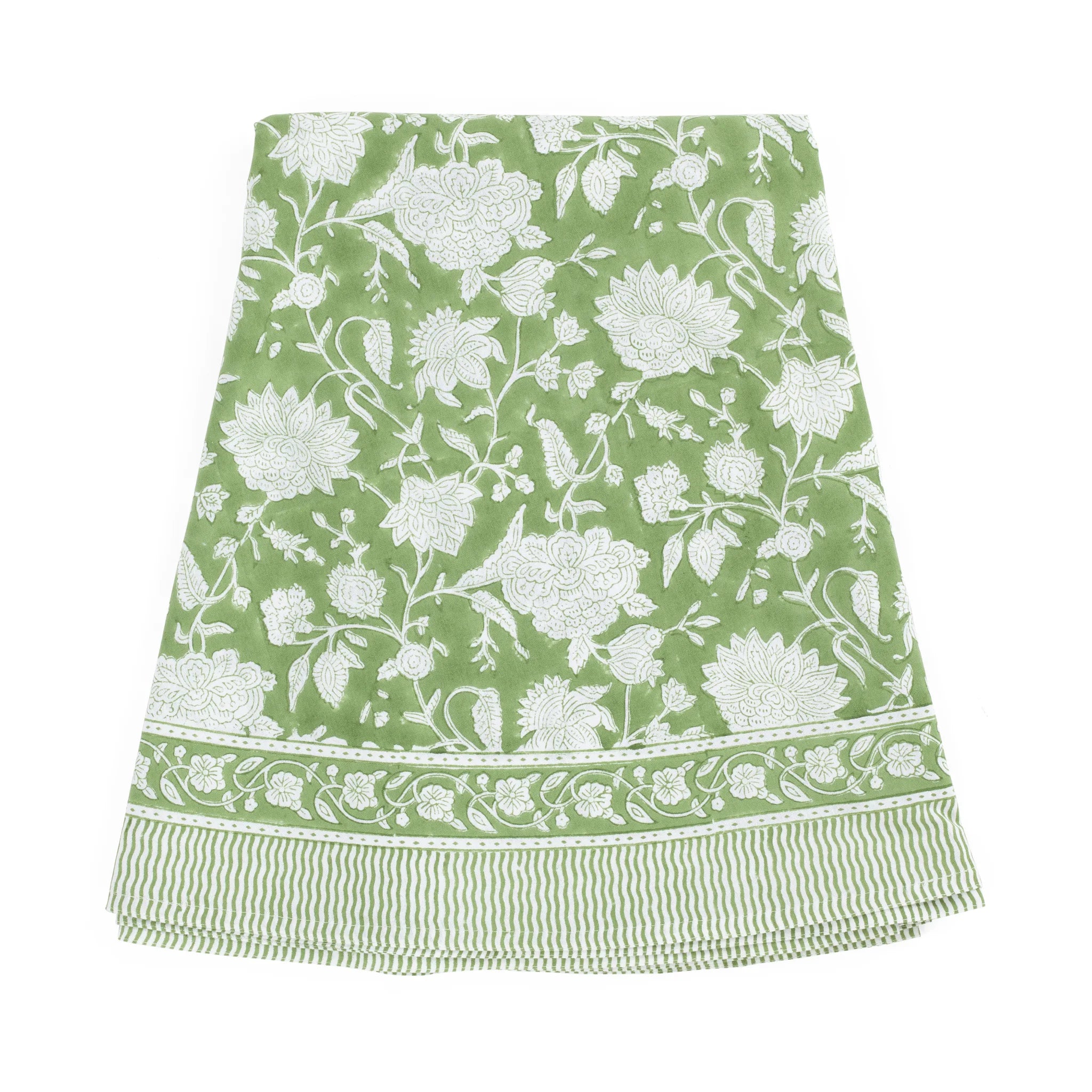 Cotton Tablecloth Indian Rose - Green Tea