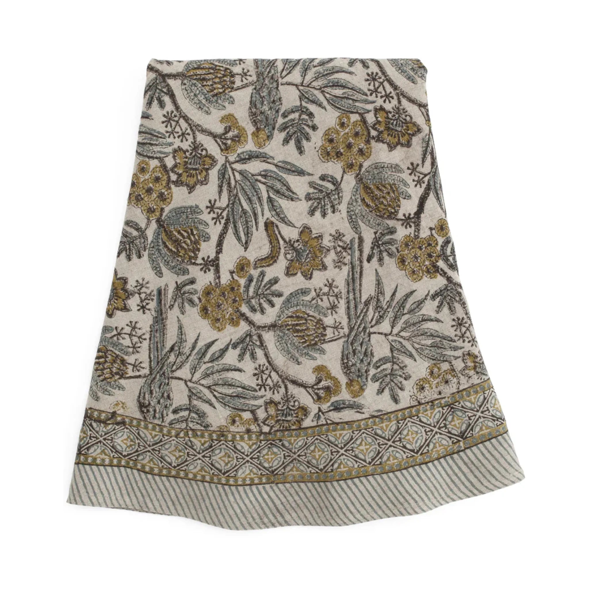 Linen Tablecloth Parrot - Blue