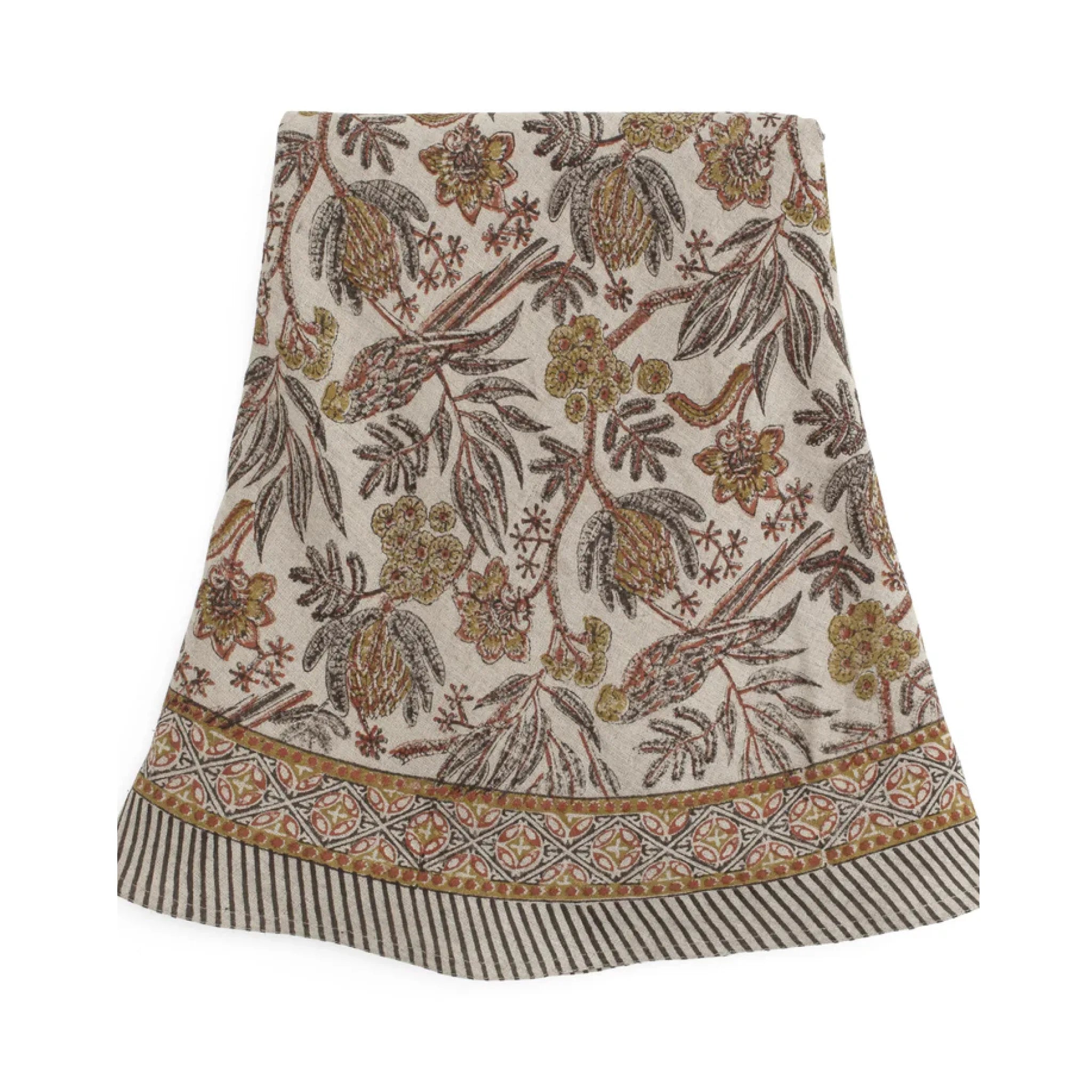 Linen Tablecloth Parrot - Rust