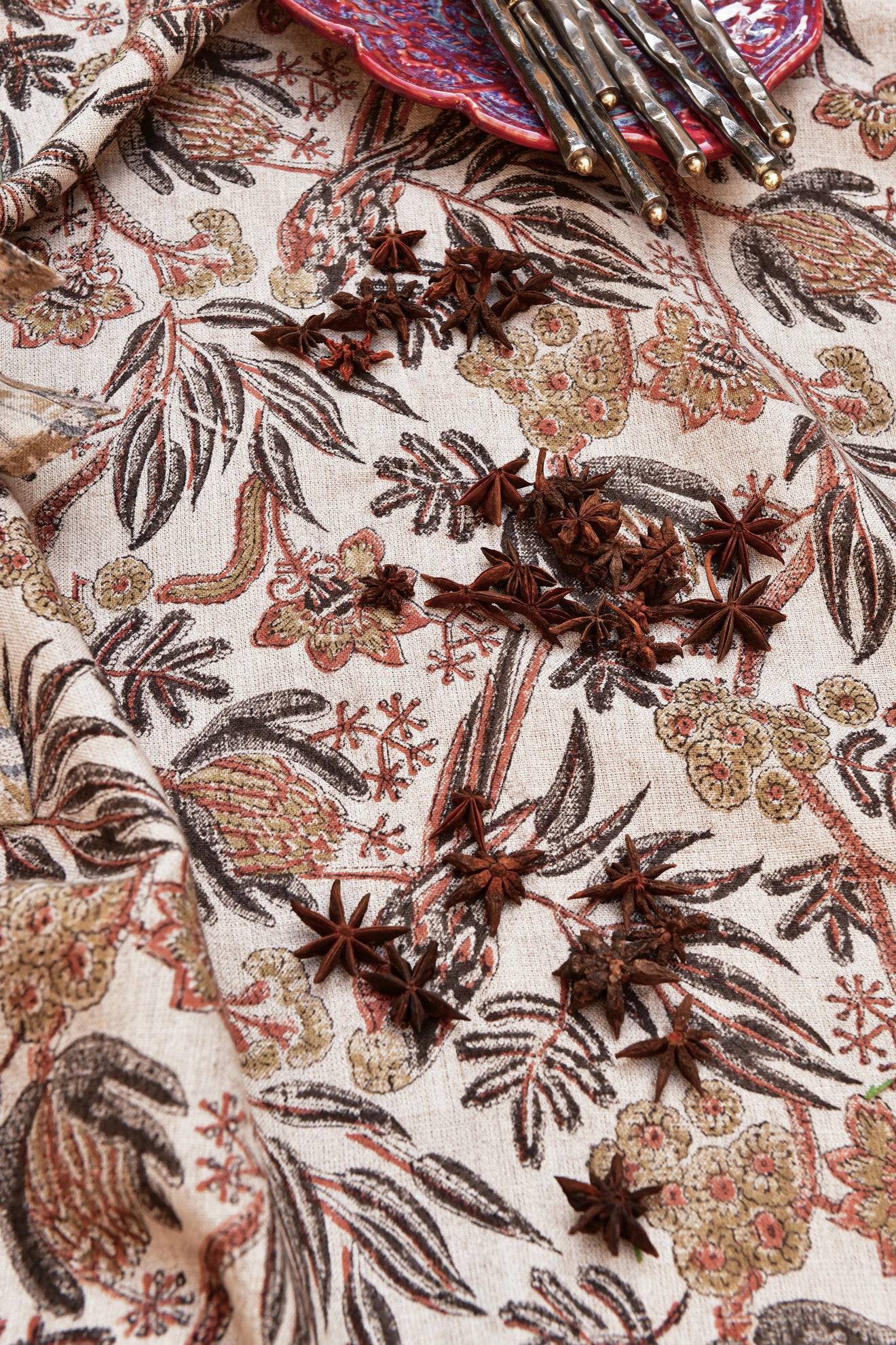 Linen Tablecloth Parrot - Rust - PRE ORDER FOR SPRING