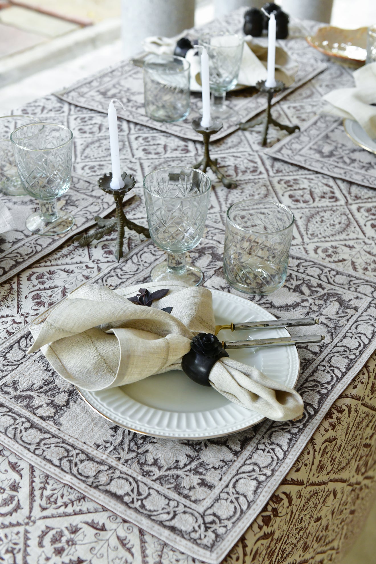 Linen Tablecloth Jaipur - Brown - PRE ORDER FOR SPRING