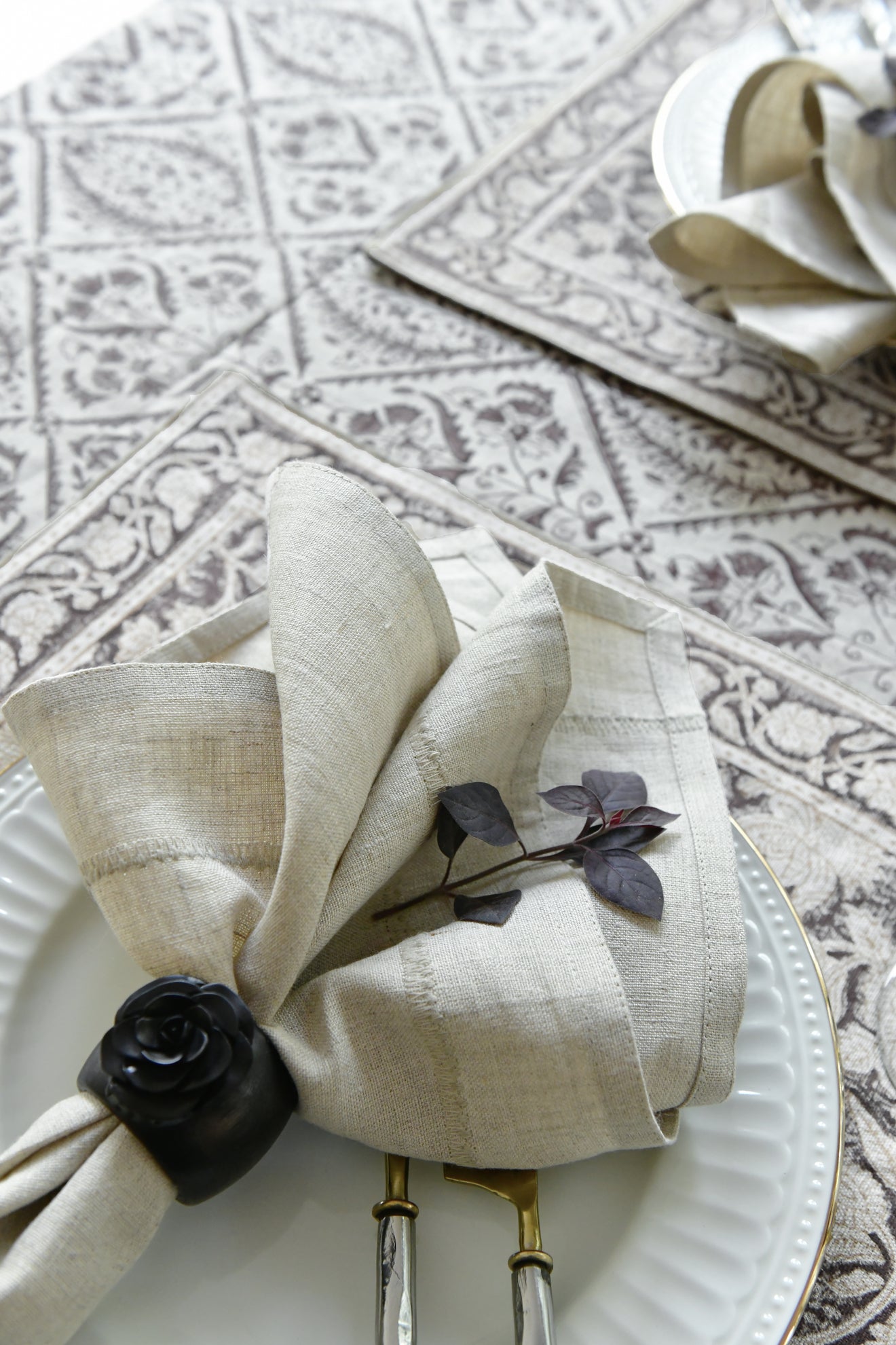 Linen Tablecloth Jaipur - Brown - PRE ORDER FOR SPRING