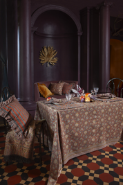 Cotton Tablecloth Tangier Pomegranate - Dark Blue & Ochre