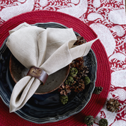Deluxe Linen Napkin with Embroidered Edge - Natural Beige