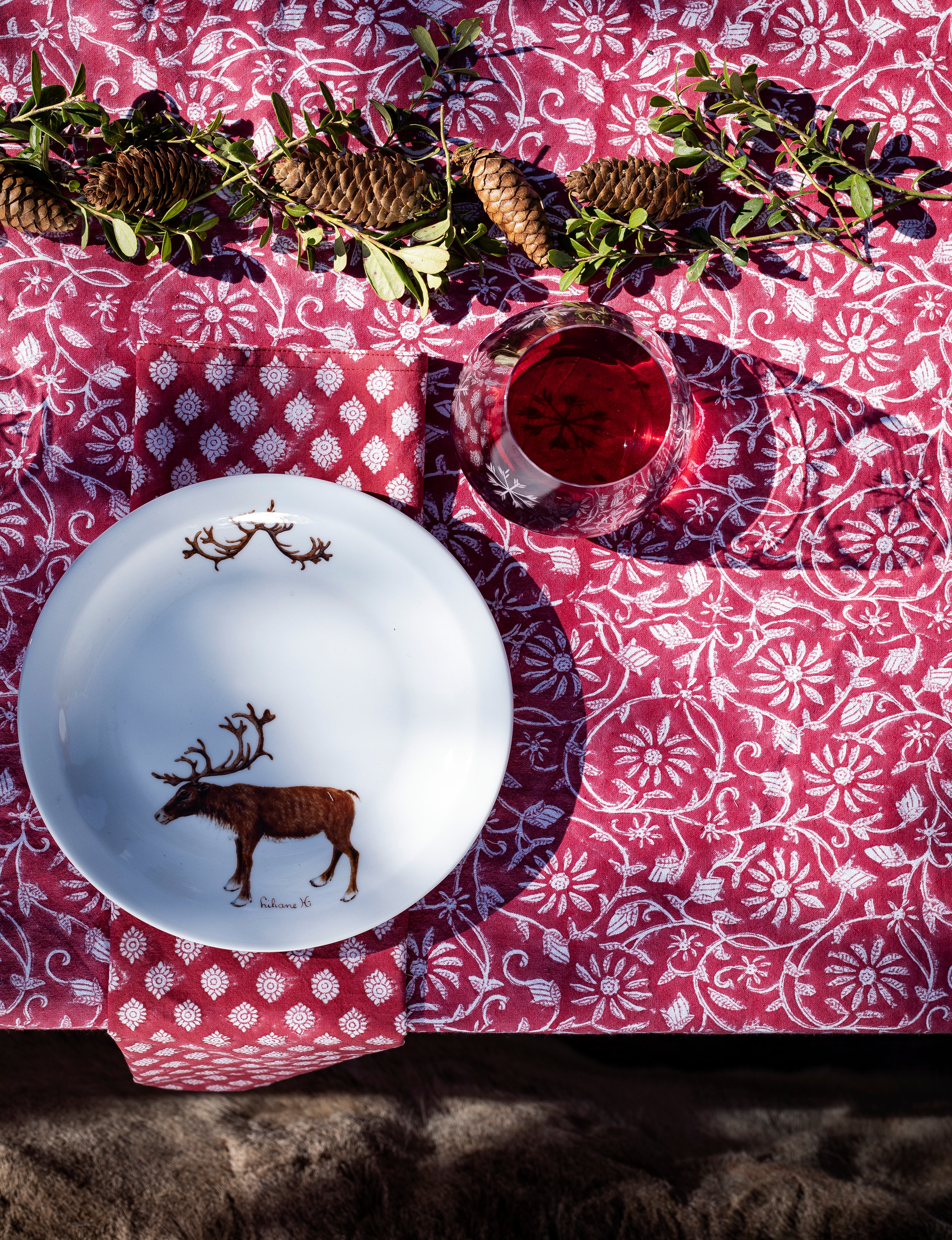 Cotton Tablecloth Margerita Design - Red