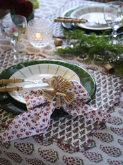 Organic Cotton Quilted Placemat Paisley& Hyacinth - Red & Green - PRE ORDER FOR SPRING